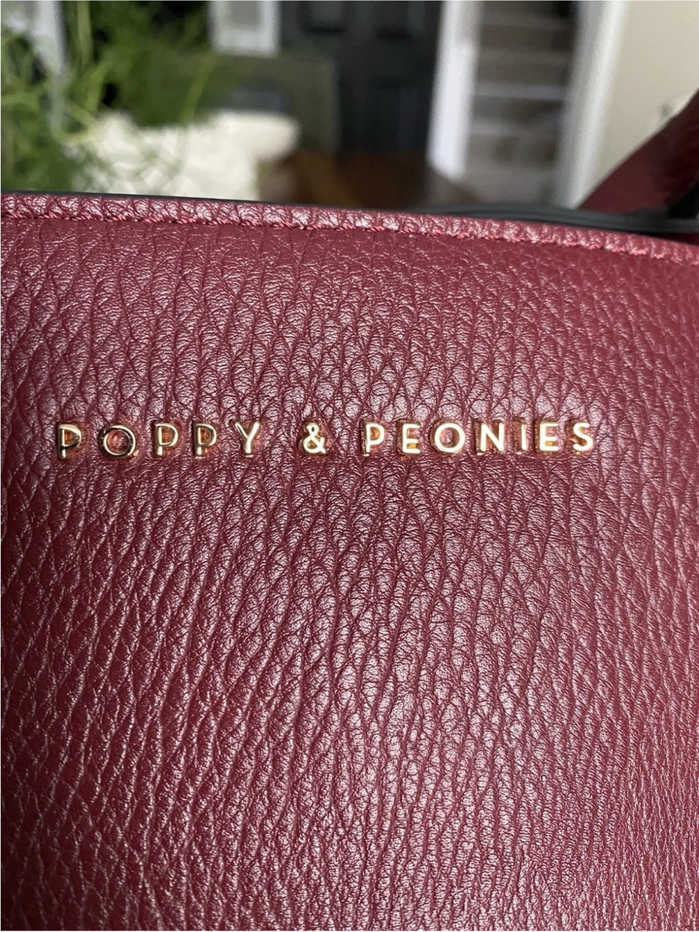 Poppy & Peonies Berry Leather Structured Satchel. Two cup holders inside - Picture 3 of 11